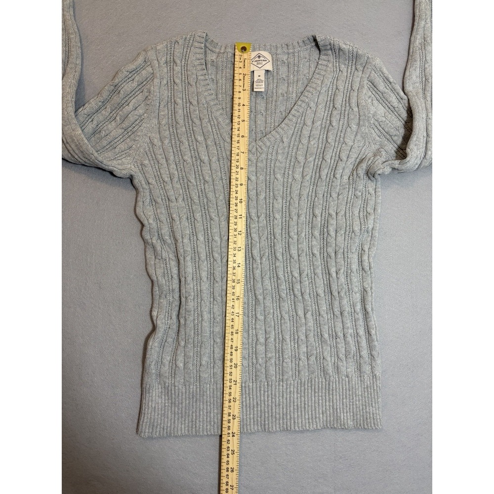 ST JOHN'S BAY WOMENS GRAY KNITTED CABLE SWEATER LONG SLEEVE V NECK SIZE M - Picture 4 of 6